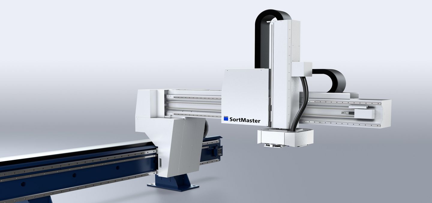 Sort small and large parts in a fully automated fashion
The SortMaster removes, sorts, and stacks cut finished parts and allows you to operate your 2D laser cutting machine in a fully automated fashion. To do this, you connect it to a storage system with a LiftMaster. In this way you can manufacture reliably, on demand, and around the clock. Smart functions correct potential malfunctions independently. For example, with automatic separation control: if a part does not come loose, the gripper head separates it from the scrap skeleton by shaking it.