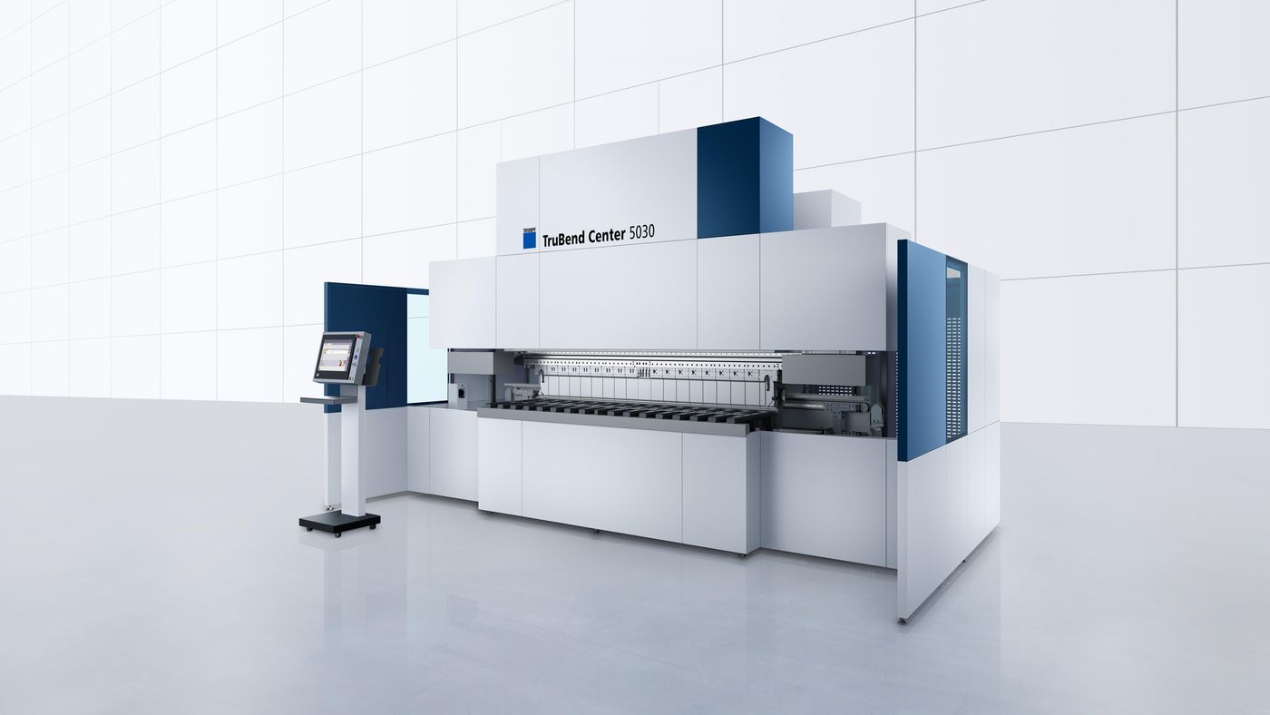 Semi-automatic panel bender
The TruBend Center 5030 sets the standard when it comes to flexibility during panel bending. Discover what is arguably the widest range of parts in this machinery category with the semi-automatic TruBend Center 5030. Go far beyond traditional panel bending capabilities, process complex workpieces quickly and with flexibility. Produce components for an array of industrial purposes and applications, from delicate shrouds up to large-scale trays.
 
